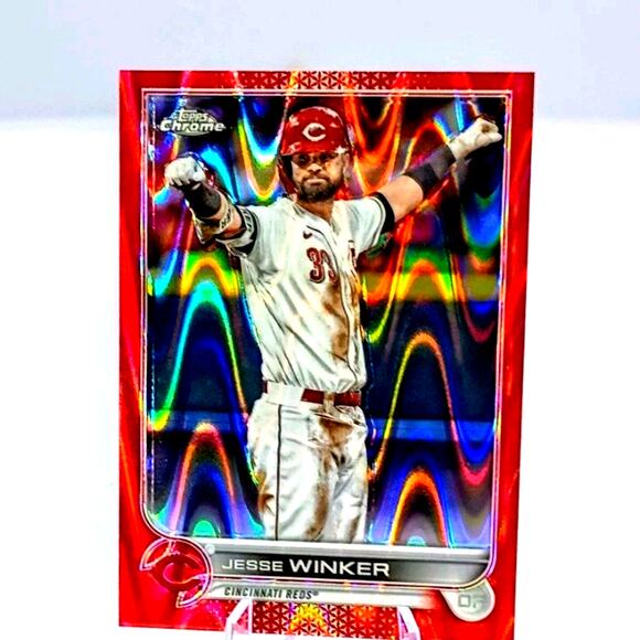 2022 Topps Chrome Jesse Winker #22 Red Raywave 4/5 - Picture 3 of 7